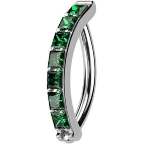 Pierced Owl 16GA F136 Implant Grade Titanium CZ Crystal Paved Hinged Curved Ring
