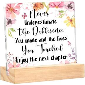 Going Away Gift For Coworker Friends Leaving Farewell Goodbye Gift Retirement Gift For Boss Friends Coworker Women Decorative Acrylic Desk Sign Plaque 4 x 4 Inches