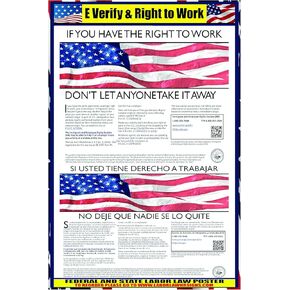 E-Verify Participation and Right to Work posters - Bilingual Poster - Labor Law Poster Sign - 11 x17