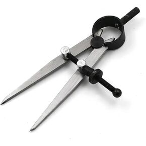 6 Inch Leather Compass Adjustable Lockable，Leather Crafts Tools，Professional Compass for Geometry，Compass Drawing Tool (Silvery 6 Inch)