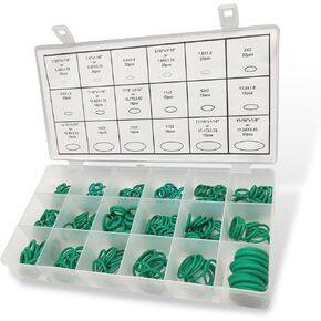 270 PCS Car Air Conditioning Compressor Gasket Sealing O-Ring Kit, 18 Sizes High Pressure High Temperature Resistant Nitrile Rubber Ring Kit, Repair Accessories, Suitable for Cars (Green)