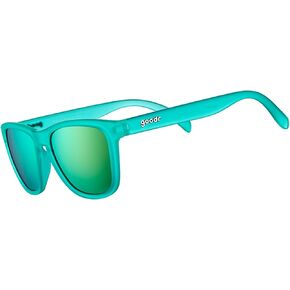 goodr Nessy's Midnight Orgy Polarized Sunglasses for Men & Women, Teal Translucent Frame with Green Gold Reflective Lens, UV400 Protection, No Slip, No Bounce