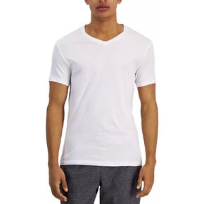 Alfani Men's 100% Combed Cotton 4 Pack V-Neck Undershirts White Tagless