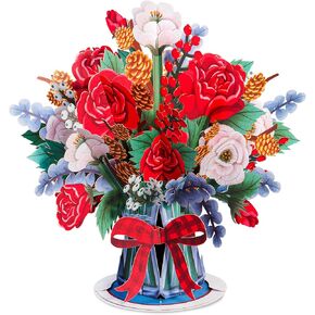 Paper Love HugePop Christmas Joyous Bouquet 3D Christmas Pop Up Card, with Detachable Paper Bouquet, Gift for Christmas or Holidays, All Occasion - Jumbo 10"x14" Card