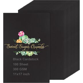 SHUESS 100 Sheets Black Cardstock Paper 11x17 Thick, Heavyweight Legal Size Printer Paper, 250G Thick Construction Paper for Halloween, Arts, Crafts, Ledger, Tabloid, Posters