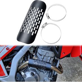 Motorcycle Exhaust Heat Shield: Universal Metal Steel Exhaust Muffler Pipe Heat Insulation Cover for Mini Bike, Grid Design with Ventilation hole