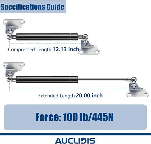 20 Inch 100lb/445N Gas Strut Shock Spring Lift Support for RV Camper Bed Storage Cover Door Tool Box Toy Lid Basement Boat Hatch TV Cabinet Chicken Coop Black Replacement Parts, Set of 2 by AUCLIDIS in Saudi Arabia