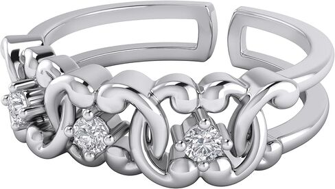 Sterling Silver (Flower, Cluster, Bypass Butterfly, Halo, Leaf, Yin Yang, Designer Band, Solitaire Flower, Love Heart Knuckle, Mid, Stylish Design, Heart Arrow) Toe Rings for Women in Saudi Arabia