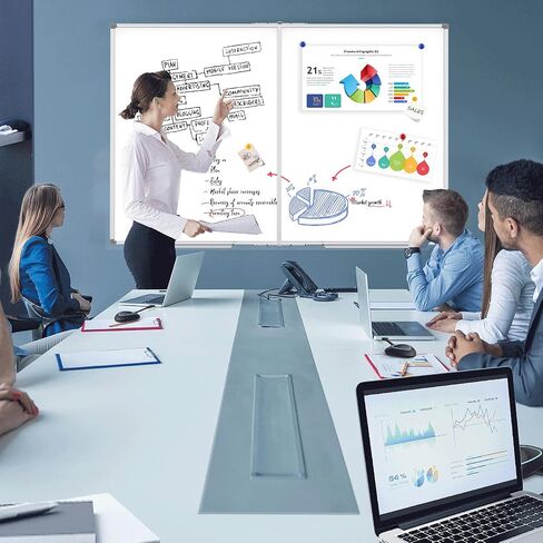 White Board Dry Erase Board, 40 x 30 inch Whiteboard for Wall Foldable, Wall Mounted Magnetic Board with 2 Marker Trays for Office Home & School in Saudi Arabia