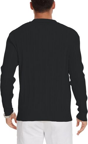Sweaters for Men Long Sleeve Polo Shirts Knit V-Neck Golf Polo Shirts in Saudi Arabia