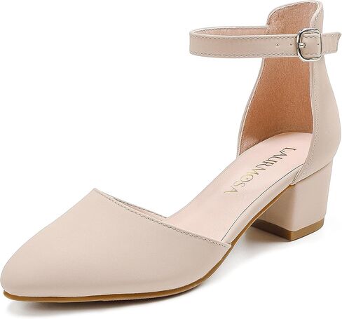 Girls Sandals Closed Toe High Heels Formal Dress Shoes Ankle Strap Pointed Toe Heeled for Little Big Kids in Wedding Party Comfortable Thick Heels Block Chunky Pump Shoes in Kuwait