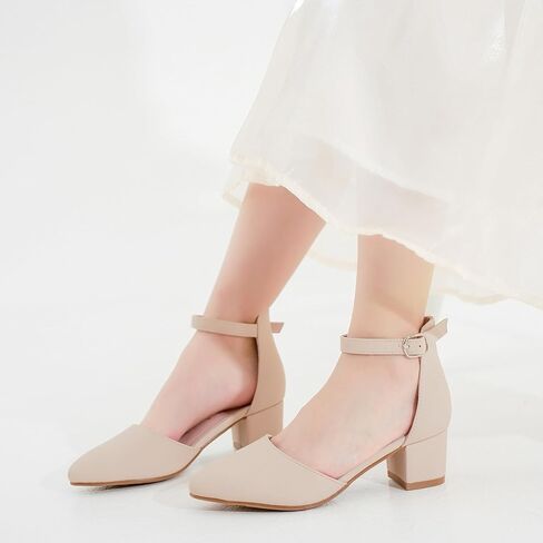 Girls Sandals Closed Toe High Heels Formal Dress Shoes Ankle Strap Pointed Toe Heeled for Little Big Kids in Wedding Party Comfortable Thick Heels Block Chunky Pump Shoes in Kuwait