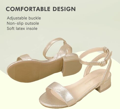PANDANINJIA Girls Sandals Low Heels Dress Shoes Open Toe Flower Girl Wedding Party for Little Big Kid Dress Sandals in Saudi Arabia