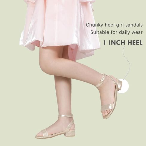 PANDANINJIA Girls Sandals Low Heels Dress Shoes Open Toe Flower Girl Wedding Party for Little Big Kid Dress Sandals in Saudi Arabia