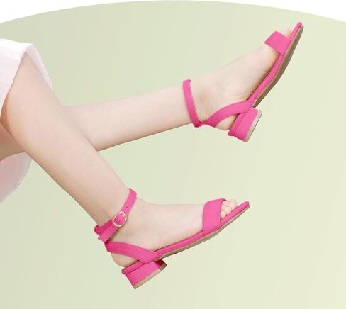 PANDANINJIA Girls Sandals Low Heels Dress Shoes Open Toe Flower Girl Wedding Party for Little Big Kid Dress Sandals in Saudi Arabia