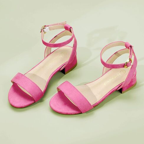 PANDANINJIA Girls Sandals Low Heels Dress Shoes Open Toe Flower Girl Wedding Party for Little Big Kid Dress Sandals in Saudi Arabia