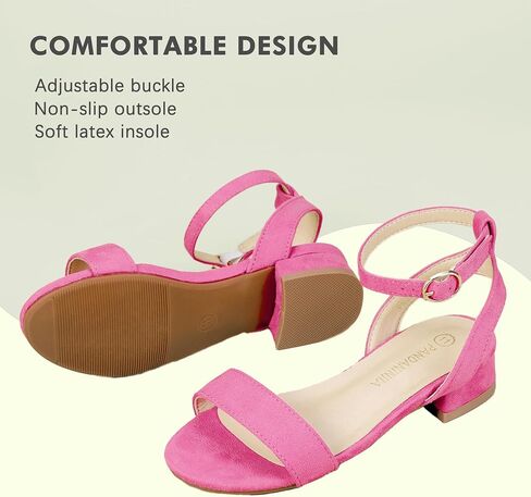 PANDANINJIA Girls Sandals Low Heels Dress Shoes Open Toe Flower Girl Wedding Party for Little Big Kid Dress Sandals in Saudi Arabia