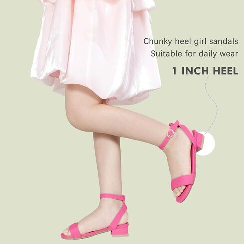 PANDANINJIA Girls Sandals Low Heels Dress Shoes Open Toe Flower Girl Wedding Party for Little Big Kid Dress Sandals in Saudi Arabia