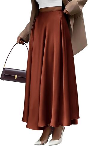 BTFBM Women's Satin High Waist Skirts 2024 Summer Fall Outfits Elegant Cocktail Party Flowy A-Line Maxi Skirt in Saudi Arabia