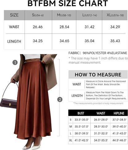 BTFBM Women's Satin High Waist Skirts 2024 Summer Fall Outfits Elegant Cocktail Party Flowy A-Line Maxi Skirt in Saudi Arabia