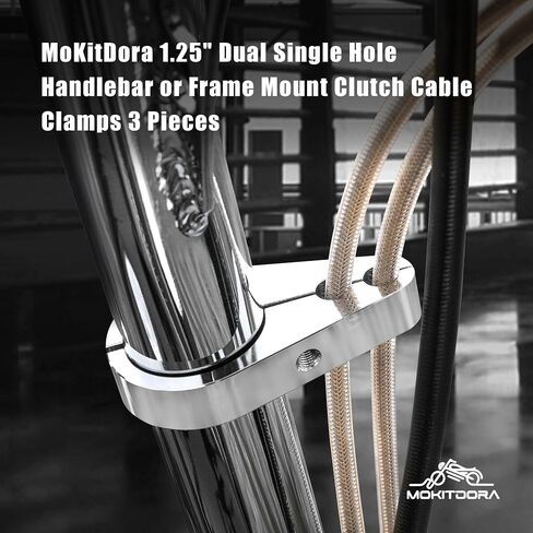 MoKitDora 1.25" Handlebar Dual Single Throttle or Frame Mount Clutch Cable Clamp Brake Line Clips for Harley,Chrome in Saudi Arabia