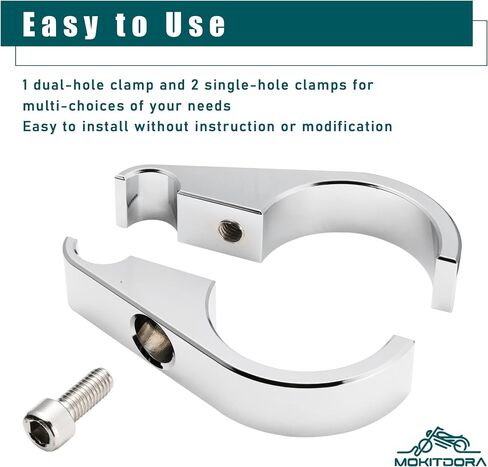 MoKitDora 1.25" Handlebar Dual Single Throttle or Frame Mount Clutch Cable Clamp Brake Line Clips for Harley,Chrome in Saudi Arabia