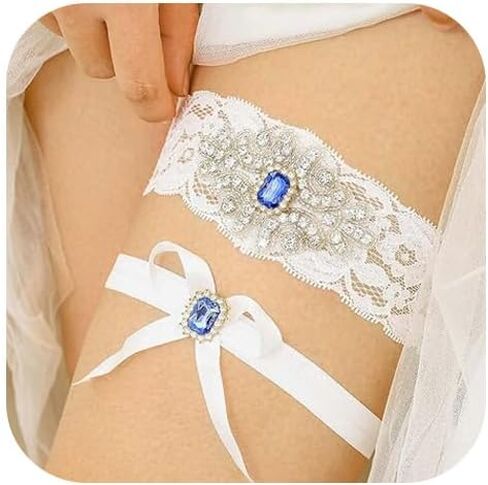 Campsis 2PCS الزفاف الزفاف تسلق كريستال الدانتيل الرباط مجموعة الشريط الأبيض Bowknot العروس الرباط الحزام أحزمة الساق المرنة حفلة موسيقية حزب تأثيري للنساء والفتيات in Kuwait
