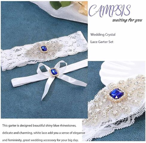 Campsis 2PCS الزفاف الزفاف تسلق كريستال الدانتيل الرباط مجموعة الشريط الأبيض Bowknot العروس الرباط الحزام أحزمة الساق المرنة حفلة موسيقية حزب تأثيري للنساء والفتيات in Kuwait