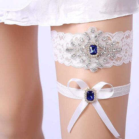 Campsis 2PCS الزفاف الزفاف تسلق كريستال الدانتيل الرباط مجموعة الشريط الأبيض Bowknot العروس الرباط الحزام أحزمة الساق المرنة حفلة موسيقية حزب تأثيري للنساء والفتيات in Kuwait