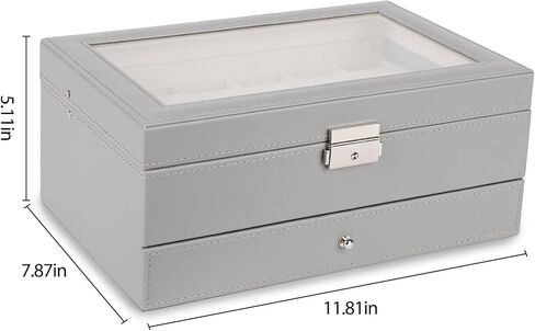 صندوق ساعة JS NOVA JUNS مكون من 12 علبة عرض مجوهرات للرجال مع قفل ومفاتيح، أزرق ملكي in Kuwait