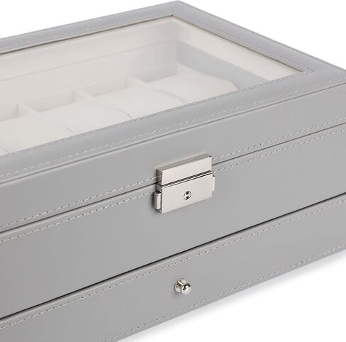 صندوق ساعة JS NOVA JUNS مكون من 12 علبة عرض مجوهرات للرجال مع قفل ومفاتيح، أزرق ملكي in Kuwait