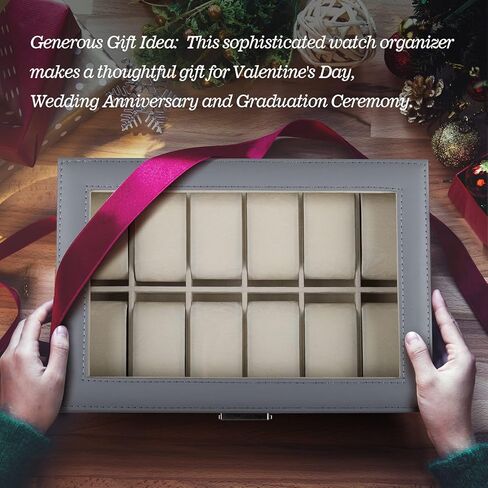 صندوق ساعة JS NOVA JUNS مكون من 12 علبة عرض مجوهرات للرجال مع قفل ومفاتيح، أزرق ملكي in Kuwait