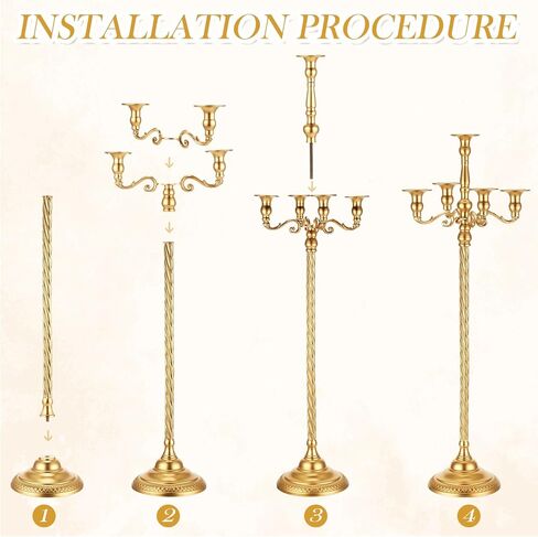 Suclain 2 Pcs 35 Inch Tall Candelabra 5 Arm Gold Candelabra Wedding Candelabras Centerpieces Vintage Floor Standing Candle Holders for Home Living Room Dining Table Party Event Ceremony Decoration in Saudi Arabia