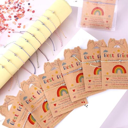 30 مجموعة من أساور الصداقة المنسوجة القابلة للتعديل المصنوعة يدويًا على شكل نجمة مع أفضل بطاقات الأصدقاء وحقائب الأورجانزا من أساور حبل بوهو الساحرة للفتيات والأطفال والنساء وديكورات هدايا الحفلات in Kuwait