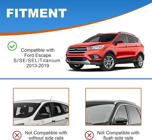 Roof Rack Cross Bars 220lb Compatible with Ford Escape 2013 2014 2015 2016 2017 2018 2019, Heavy Duty Lockable Aluminum Roof Rails Crossbars Cargo Bars Canoe Rooftop Black Carrier Luggage in Saudi Arabia