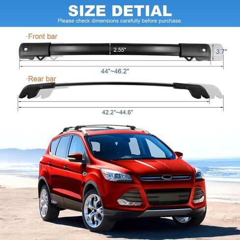 Roof Rack Cross Bars 220lb Compatible with Ford Escape 2013 2014 2015 2016 2017 2018 2019, Heavy Duty Lockable Aluminum Roof Rails Crossbars Cargo Bars Canoe Rooftop Black Carrier Luggage in Saudi Arabia