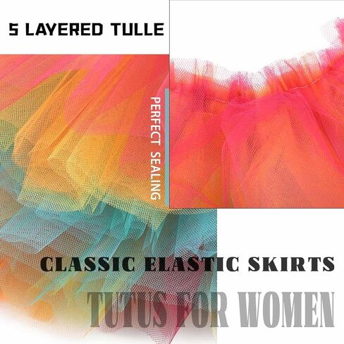 Tutus for Women Adult Tutu Skirts 5 Layered Classic Elastic Tulle Tutu Skirts for Party Festival Running in Saudi Arabia