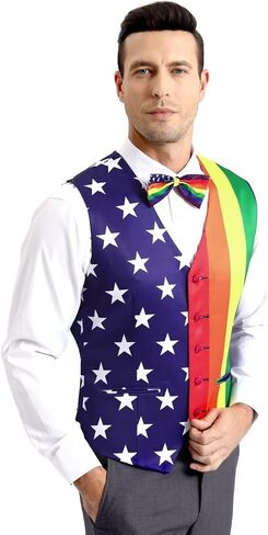 2-Piece Festival Suit Vest for Men, Party Waistcoat Vest & Bow Tie in Saudi Arabia