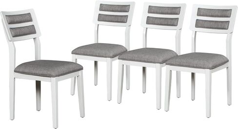 Piece, Classic Traditional Style Table, 4 Upholstered Chairs & Bench, Natural Finish | Kitchen & Dining Furniture Set for 6, White+Gray in Kuwait