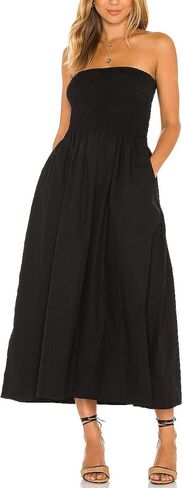 Aigeman Women Strapless Tube Maxi Dress Sleeveless Summer Boho Beach Dress Off Shoulder Flowy Swing Dress with Pokets 330 in Saudi Arabia