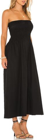 Aigeman Women Strapless Tube Maxi Dress Sleeveless Summer Boho Beach Dress Off Shoulder Flowy Swing Dress with Pokets 330 in Saudi Arabia
