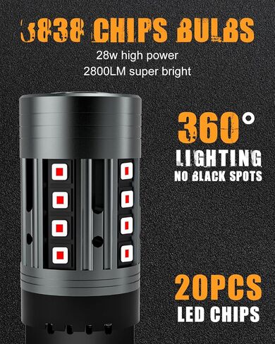 2024 New CANBUS 7440/7443 LED Bulb Red Brake Lights,7441 7444 T20 992 W21W LED Replacement for Tail Parking Lights,Anti Hyper Flash Built-in Resistor Error Free (Pack of 2) in Saudi Arabia