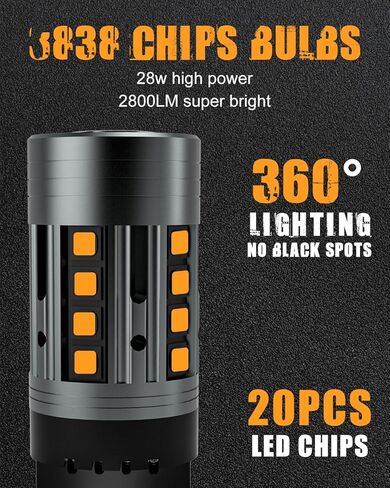 2024 جديد CANBUS 7440/7443 LED لمبة أضواء الفرامل الحمراء، 7441 7444 T20 992 W21W استبدال LED لأضواء وقوف السيارات الخلفية، مقاومة مدمجة مضادة للفلاش خالية من الأخطاء (حزمة من 2) in Kuwait