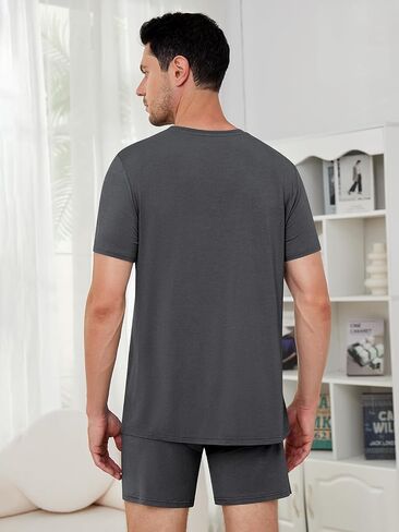 Men's Lounge Wear Set with Underwear, Round-Neck Top and Short Sleep Pajama Set - Comfortable Loungewear for Men in Saudi Arabia