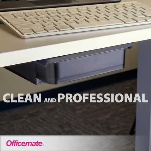 Officemate Medium Self-Adhesive Under Desk Drawer, Black, 6" x 10.75" x 1.875" (22532) in Saudi Arabia