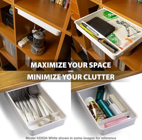 Officemate Medium Self-Adhesive Under Desk Drawer, Black, 6" x 10.75" x 1.875" (22532) in Saudi Arabia