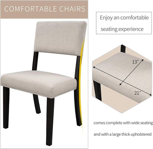 5-Piece Round, Bottom Shelf, and 4 Upholstered Chairs, Dining Table Furniture Set for Kitchen, Natural Wood Wash in Kuwait