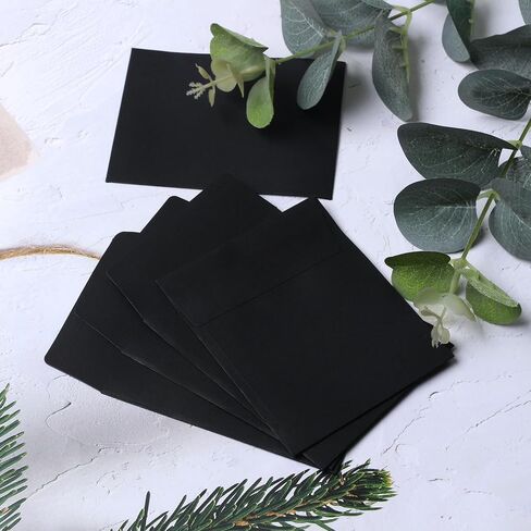 200 Pack Mini Envelopes, 2.8 x 3.5 Inch Coin and Small Parts Envelopes with Gummed Flap for Gift Cards Wedding Favors Baby Showers Garden, Black in Saudi Arabia