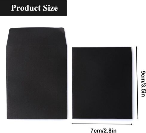 200 Pack Mini Envelopes, 2.8 x 3.5 Inch Coin and Small Parts Envelopes with Gummed Flap for Gift Cards Wedding Favors Baby Showers Garden, Black in Saudi Arabia