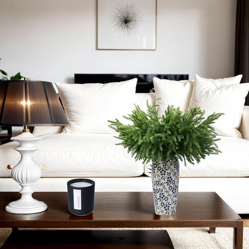 12 قطعة من فروع الصنوبر نورفولك الاصطناعية مقاس 45.72 سم نباتات بلاستيكية لعيد الميلاد ديكور سيقان خضراء صناعية من الصنوبر نباتات صناعية خارجية مقاومة للأشعة فوق البنفسجية لعيد الميلاد في الأماكن المغلقة، ديكور منزلي للشرفة الأمامية (12، 18 بوصة) in Kuwait